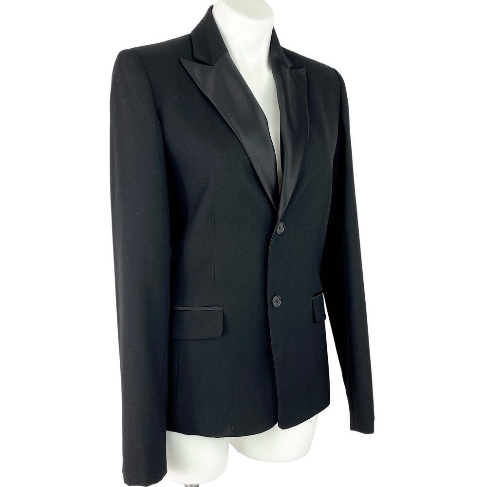 Ralph Ralph Lauren Black 100% Wool Tuxedo Blazer Satin Peak Lapel Vintage M - Picture 7 of 13